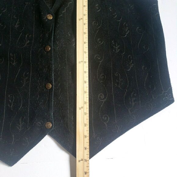 90s Y2K Agapo Collection Women's Black Suede Leather Whimsy Goth Vest Vtg Sz 1X - Picture 6 of 7